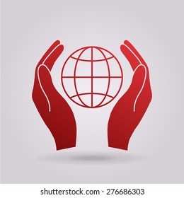 Hands holding Earth.