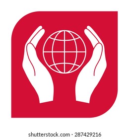 Hands holding Earth.