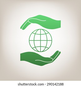 Hands holding Earth.