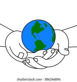 Hands holding earth