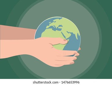 hands holding the earth - earth day - enviroment