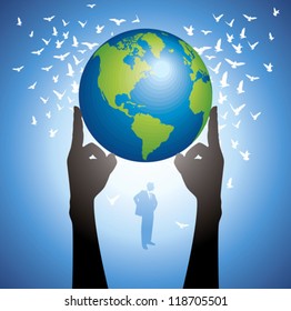Hands Holding The Earth Globe Vector