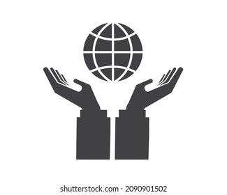 hands holding the earth. Modern vector illustration