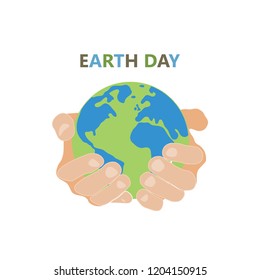 hands holding earth on the white background colored symbol earth day