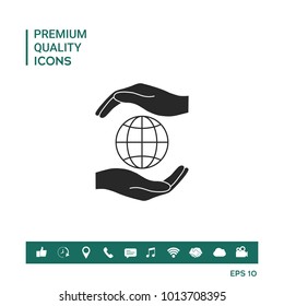 Hands holding Earth - protect icon
