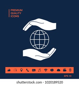 Hands holding Earth - protect icon