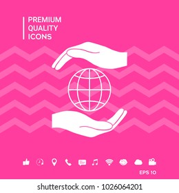 Hands holding Earth - protect icon