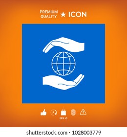 Hands holding Earth - protect icon