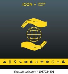 Hands holding Earth - protect icon