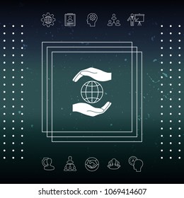 Hands holding Earth - protect icon