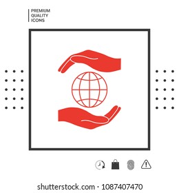 Hands holding Earth - protect icon