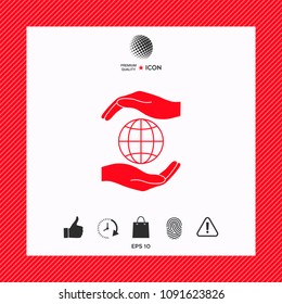 Hands holding Earth - protect icon
