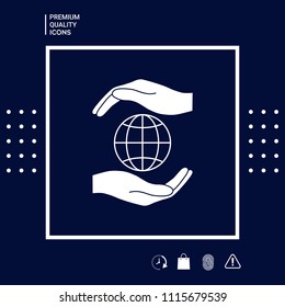 Hands holding Earth - protect icon