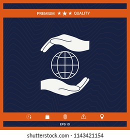 Hands holding Earth - protect icon