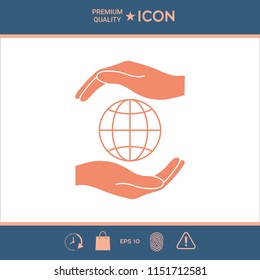 Hands holding Earth - protect icon