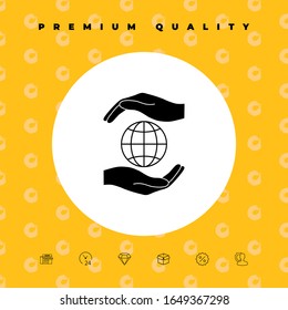 Hands holding Earth - protect icon. Graphic elements for your design