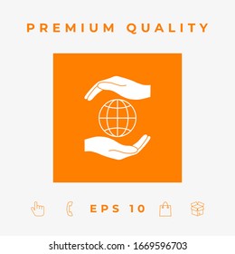 Hands holding Earth - protect icon. Graphic elements for your design