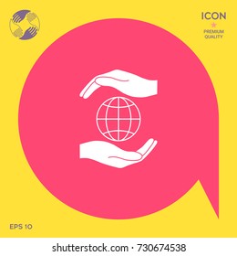 Hands holding Earth - protect icon
