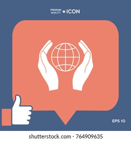 Hands holding Earth. Protect icon