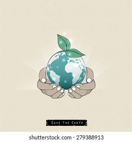 hands holding Earth, save earth concept. vector