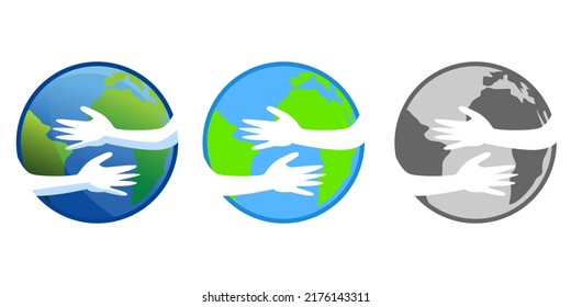 Hände, die die Erde halten. Rettet unseren Planeten. Weltumwelttag oder Earth Day-Konzept. Umarmungswelt