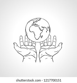 Earth Two People Holding Hands Stock Illustrations Images