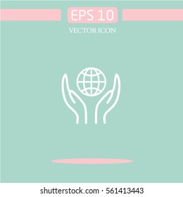 hands holding the earth.symbol of care.icon.logo design.graphic image.simple icon for web