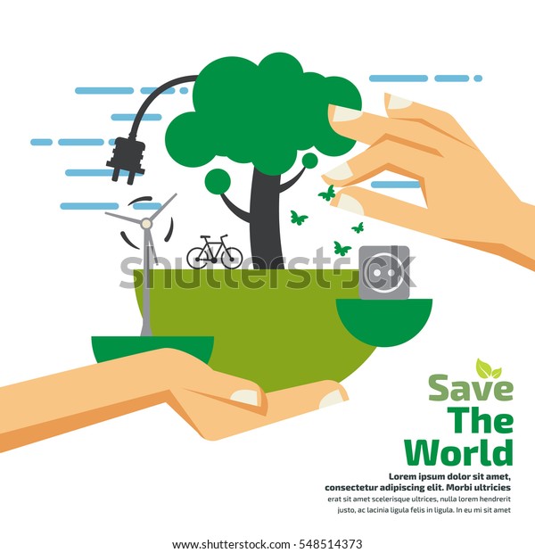 Hands Holding Ecology Green Concept Safe Stock Vector (Royalty Free ...