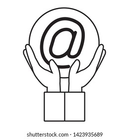 hands holding email symbol send vector illustration