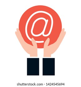 hands holding email symbol send vector illustration