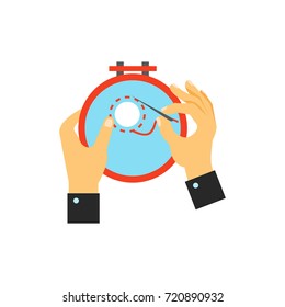 Hands holding embroidery icon