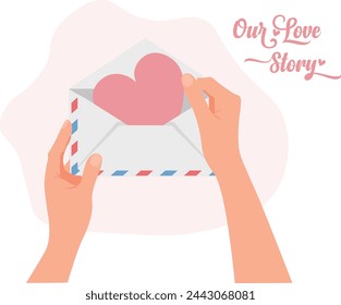  hands holding an envelope with a heart postcard 