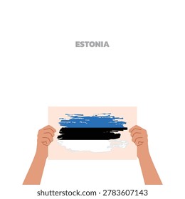 hands holding estonia flag illustration
