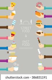 Hands Holding Fast and Street Food 