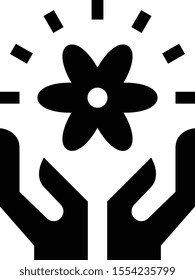 Hands Holding Flower Vector Icon