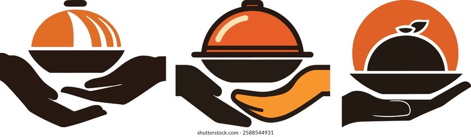 Hands Holding Food Tray Vector Illustration