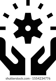 Hands Holding Gear Vector Icon