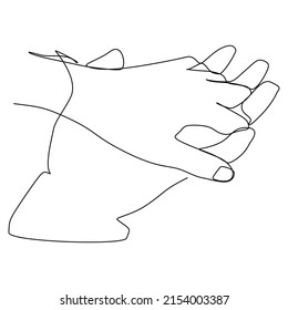 Hands holding gesture. Single continuous line hand gesture graphic icon. Simple one line draw doodle for world campaign concept. Isolated vector illustration minimalist design on white background
