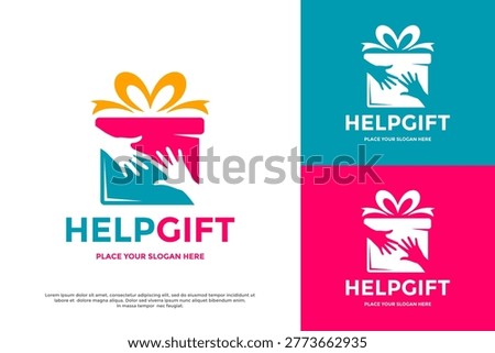 Hands holding a gift box logo. Perfect for charity, donation, surprise, or humanitarian organizations.