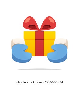 Hands holding a gift box vector isolated