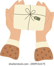 Ilustración del vector de caja de regalo de mano
