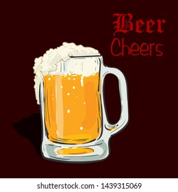 hands holding glass beer cheers vector