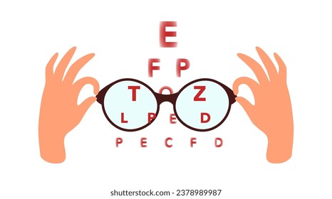 Hands Holding Glasses With Alphabet Vector Illustration