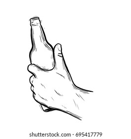 Hands holding glasses with beverages beer letterpress poster. Vintage vector artwork for web graphics, poster, an invitation to a party. Isolated on isolated background. Vector illustration.
