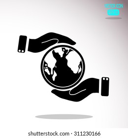 Hands holding globe