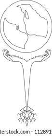 hands holding globe earth.