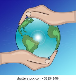 hands holding globe earth