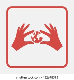 Hands holding globe earth.