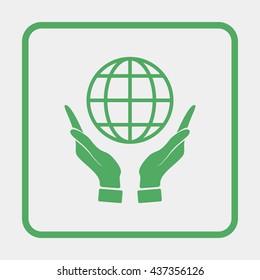 Hands holding globe earth.
