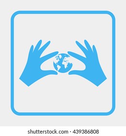 Hands holding globe earth.